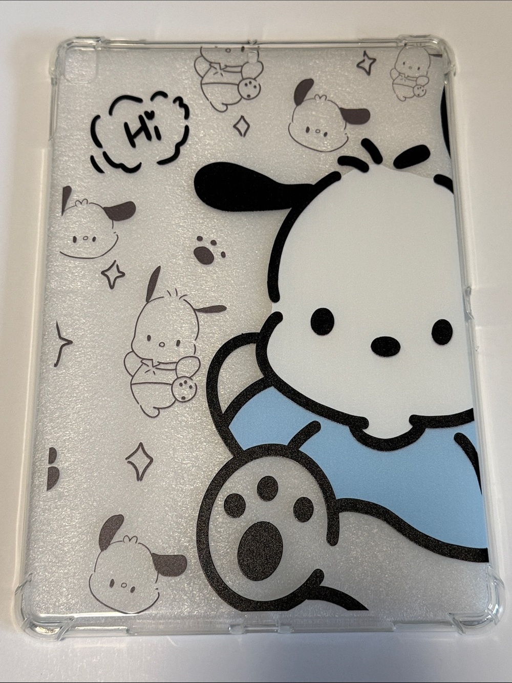 🔖 Pochacco Clear Tablet Case with Blue Accent